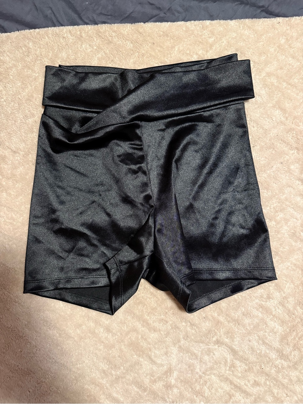 Free People High-Waist Black satin shorts